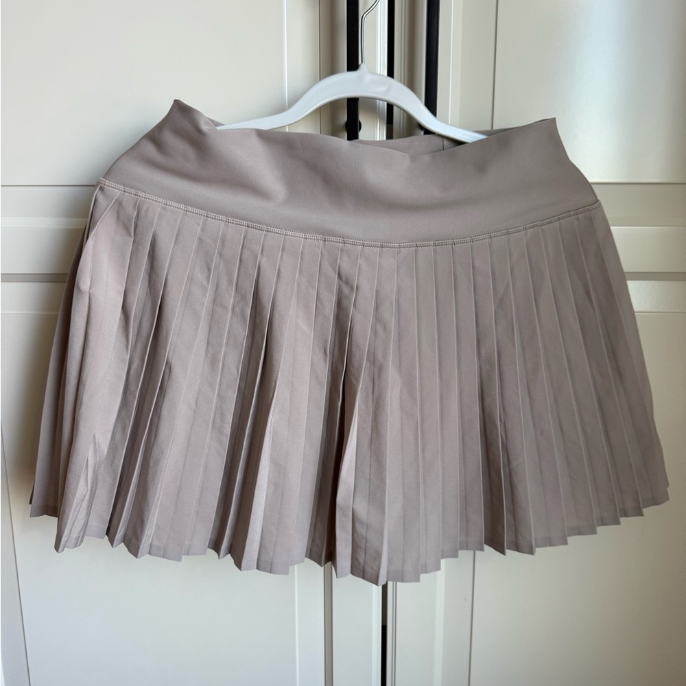 Pleated Mini Skirt in Taupe Neutral